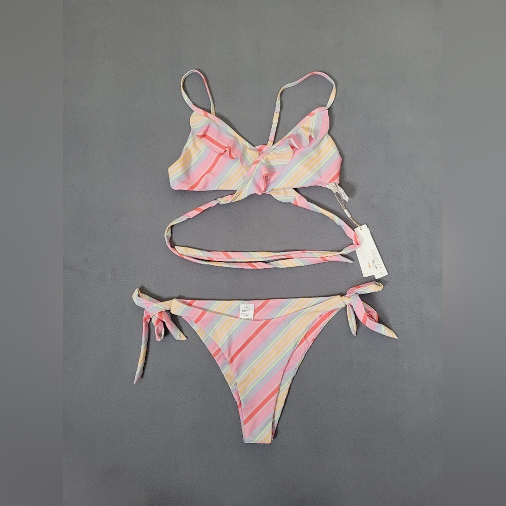 Belle Poque Women's Two Piece Bandage Bikini Set Tie Bikini Bottoms Swimsuit Med